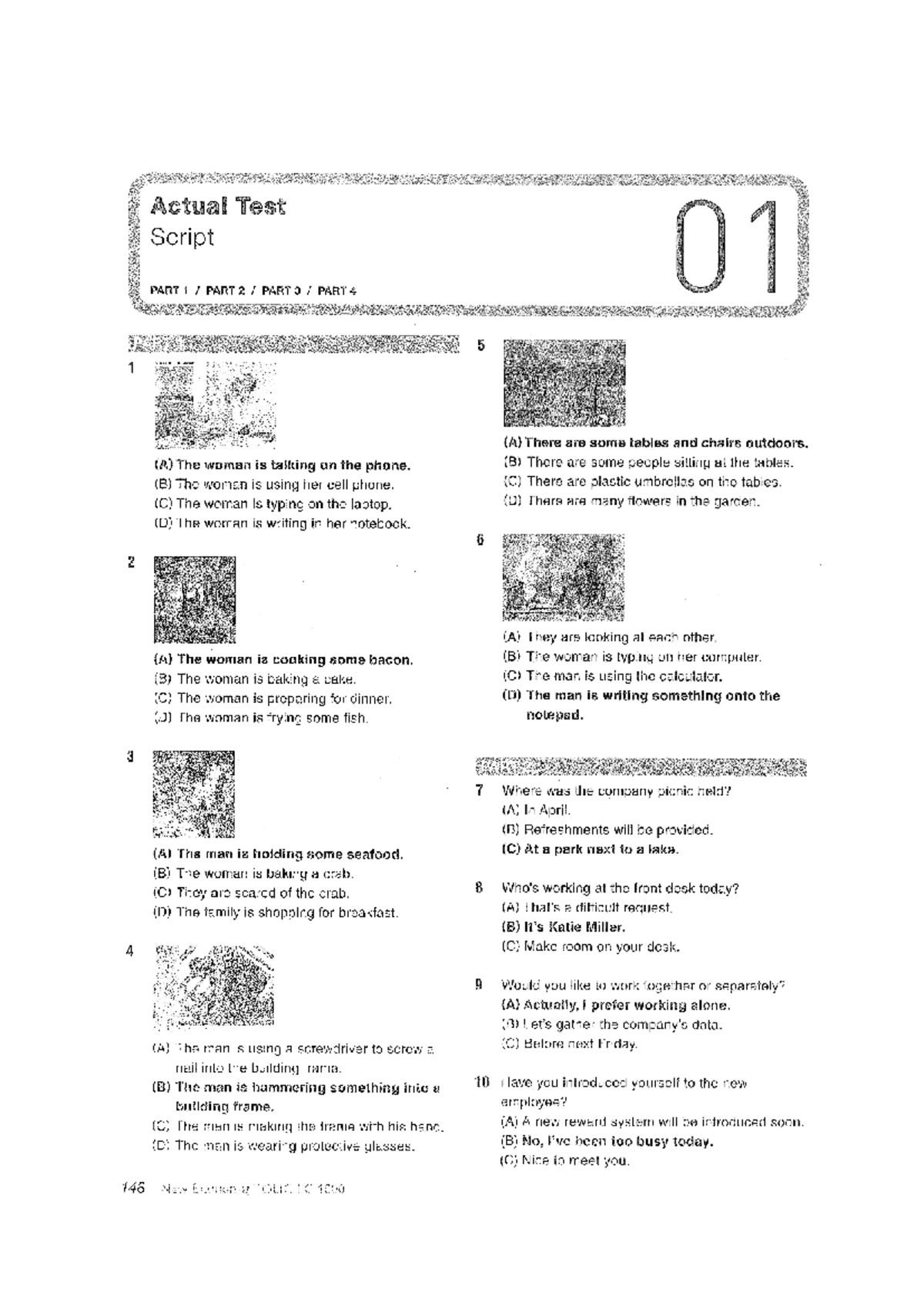 New Economy TOEIC LC Actual Test Script 01: Listening Comprehension ...