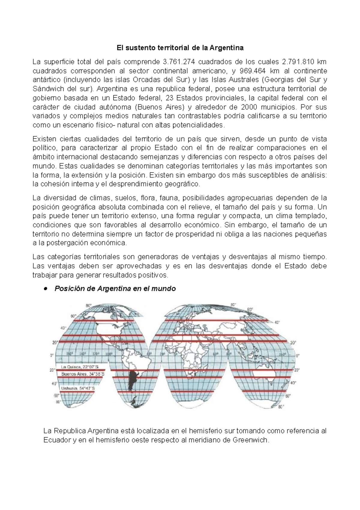 El sustento territorial de la Argentina. Categorias geograficas - El ...