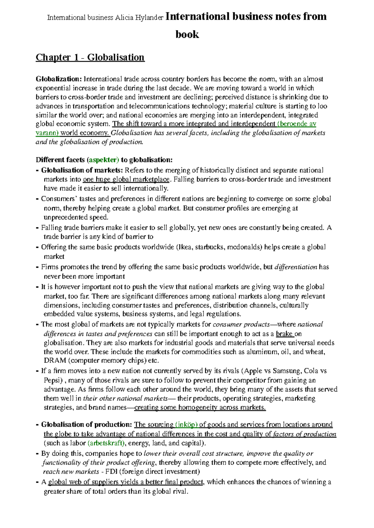 International Business Lecture Notes - Globalization & Trade Dynamics ...