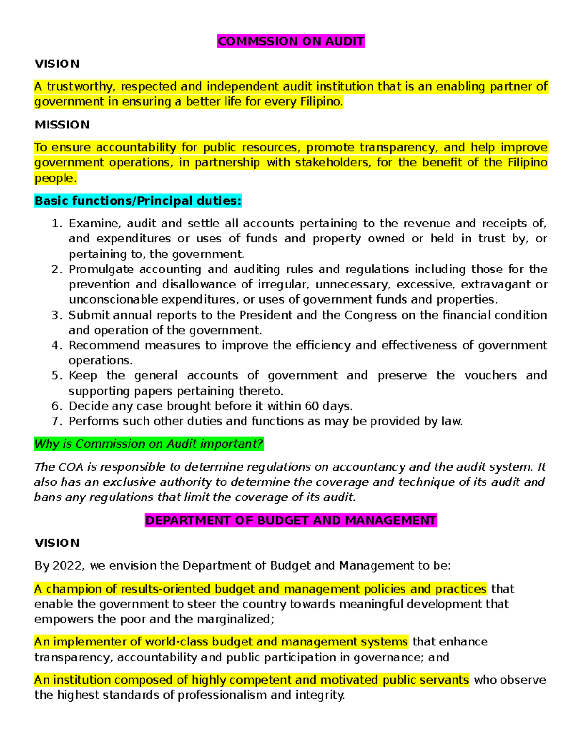 GOV. Acctng - ...................... - COMMSSION ON AUDIT VISION A ...