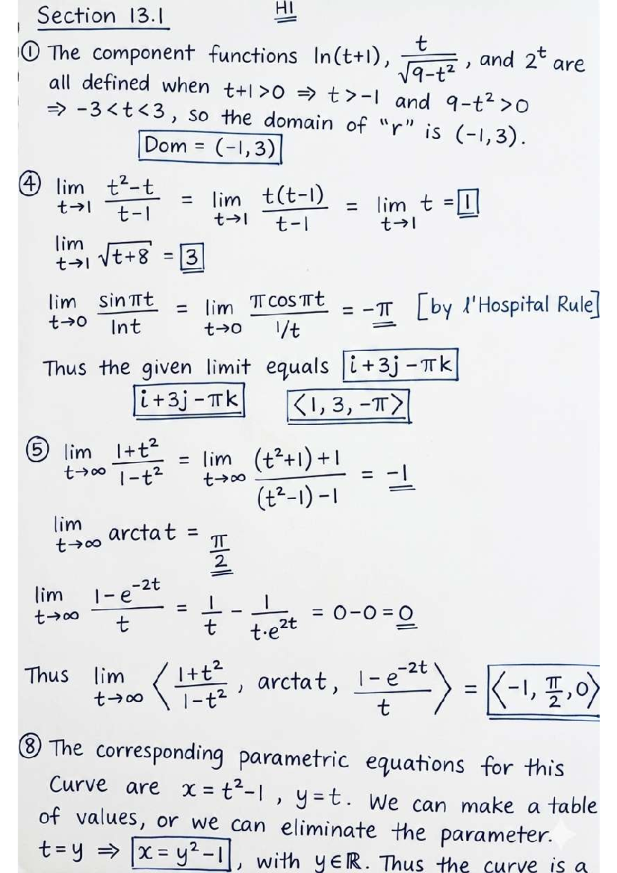Calculus III HW 1: Parametric Equations and Limits Analysis - Studocu