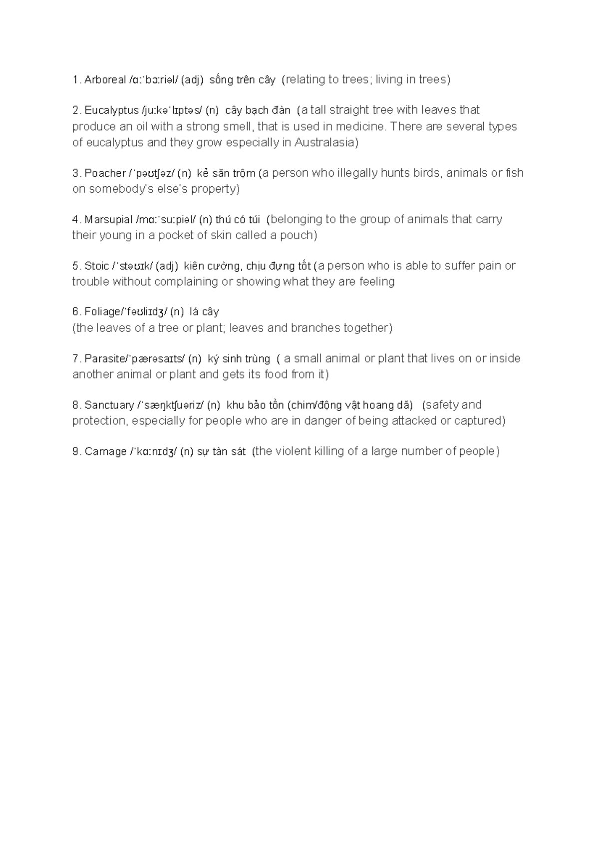 Vocabulary Summary: Key Terms and Definitions - Studocu