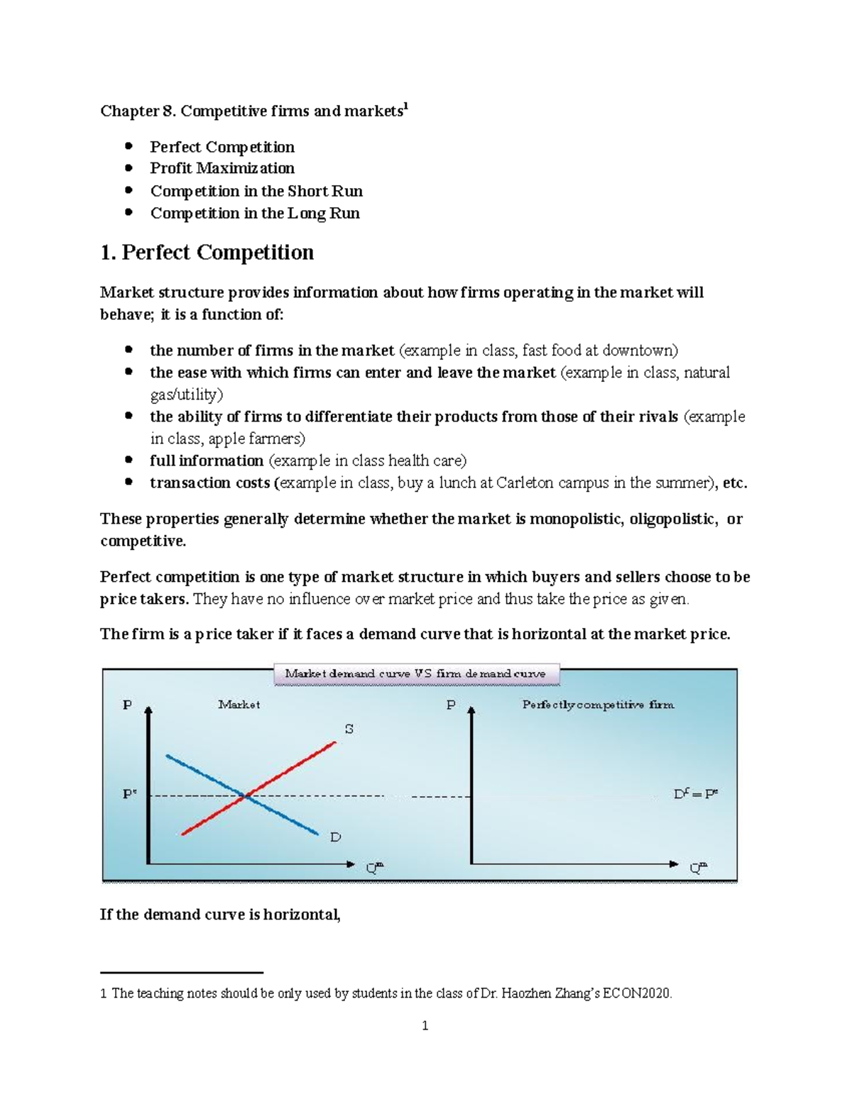 Class note for Chapter 8 - Chapter 8. Competitive firms and markets 1 ...