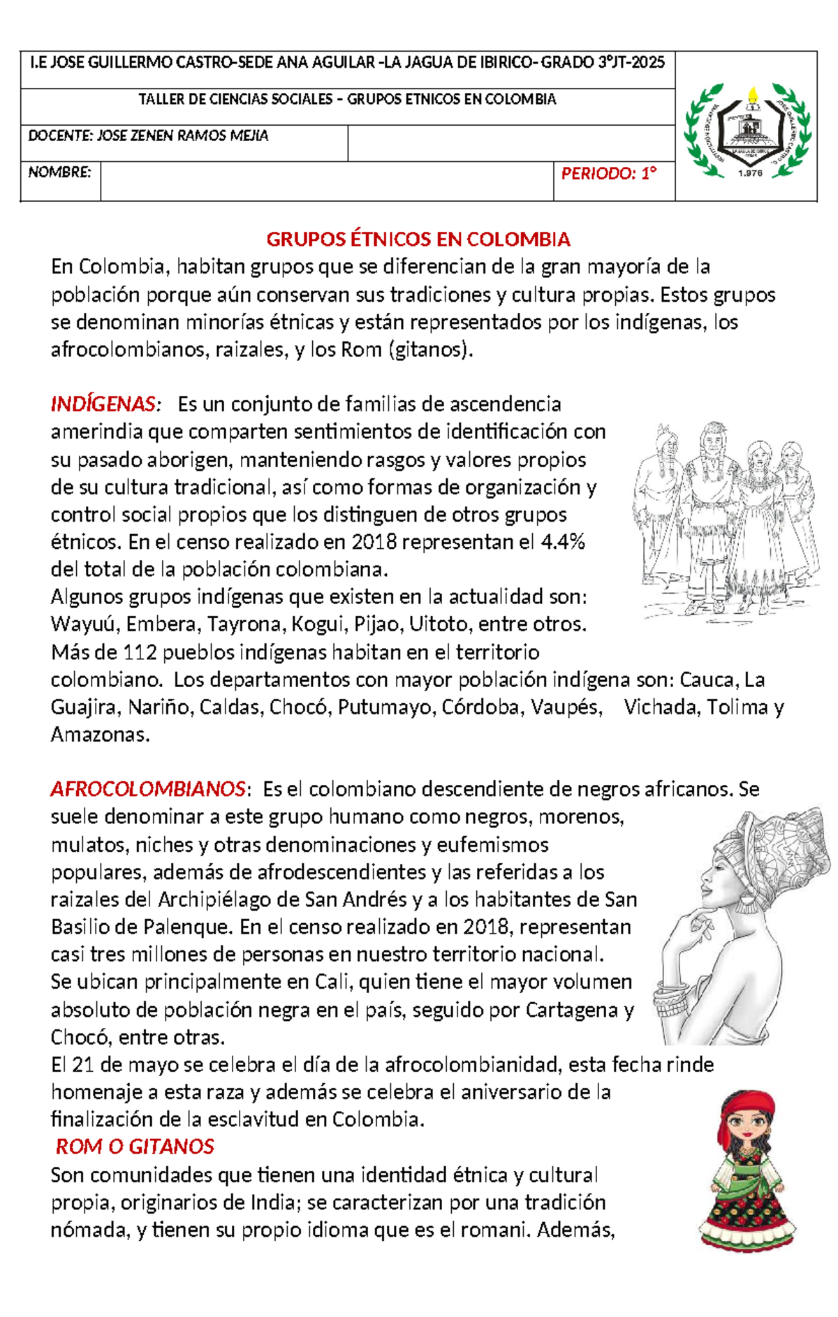 Taller de Ciencias Sociales: Grupos Étnicos en Colombia 2025 - Studocu