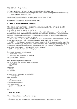 JAVA OOP - Java OOP notes - Object Oriented Programming Class 1) It is ...