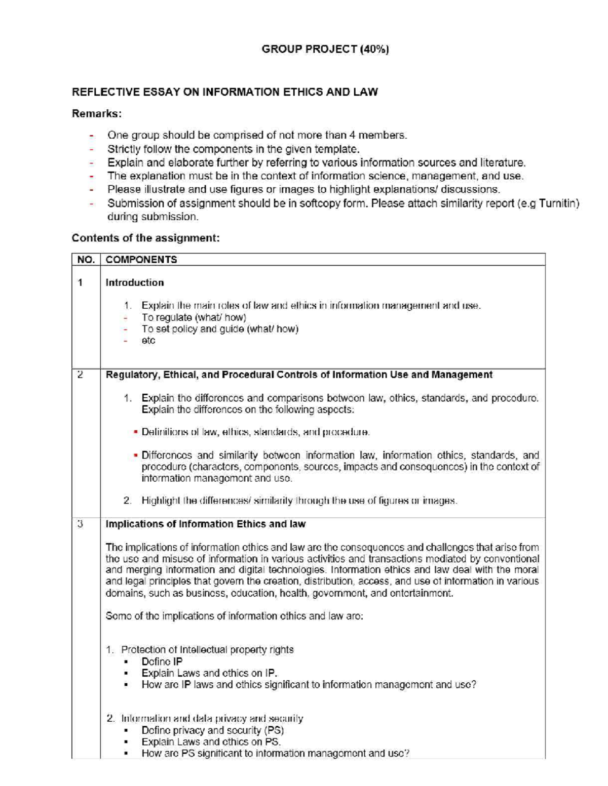 INFO 101: Group Project Reflective Essay on Info Ethics & Law - Studocu