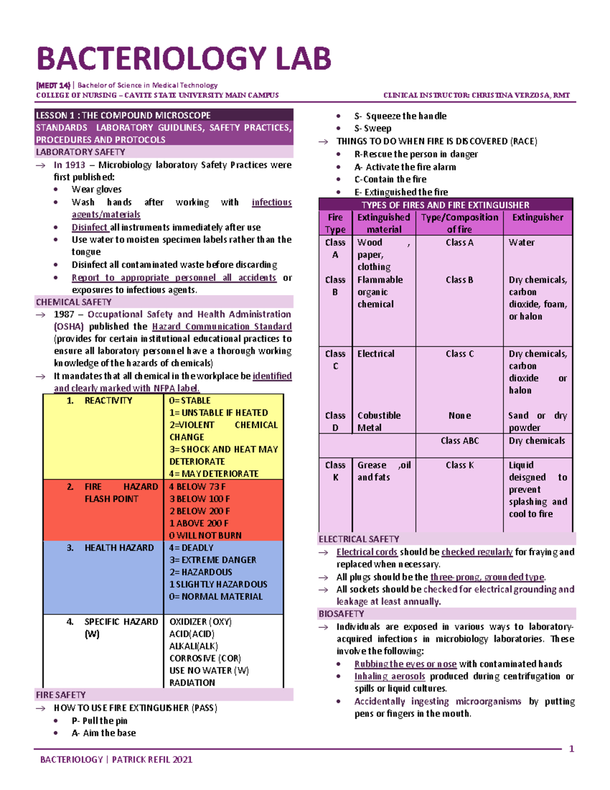 MEDT14 - Bacteriology Lab: Safety Protocols & Microscopy Techniques ...