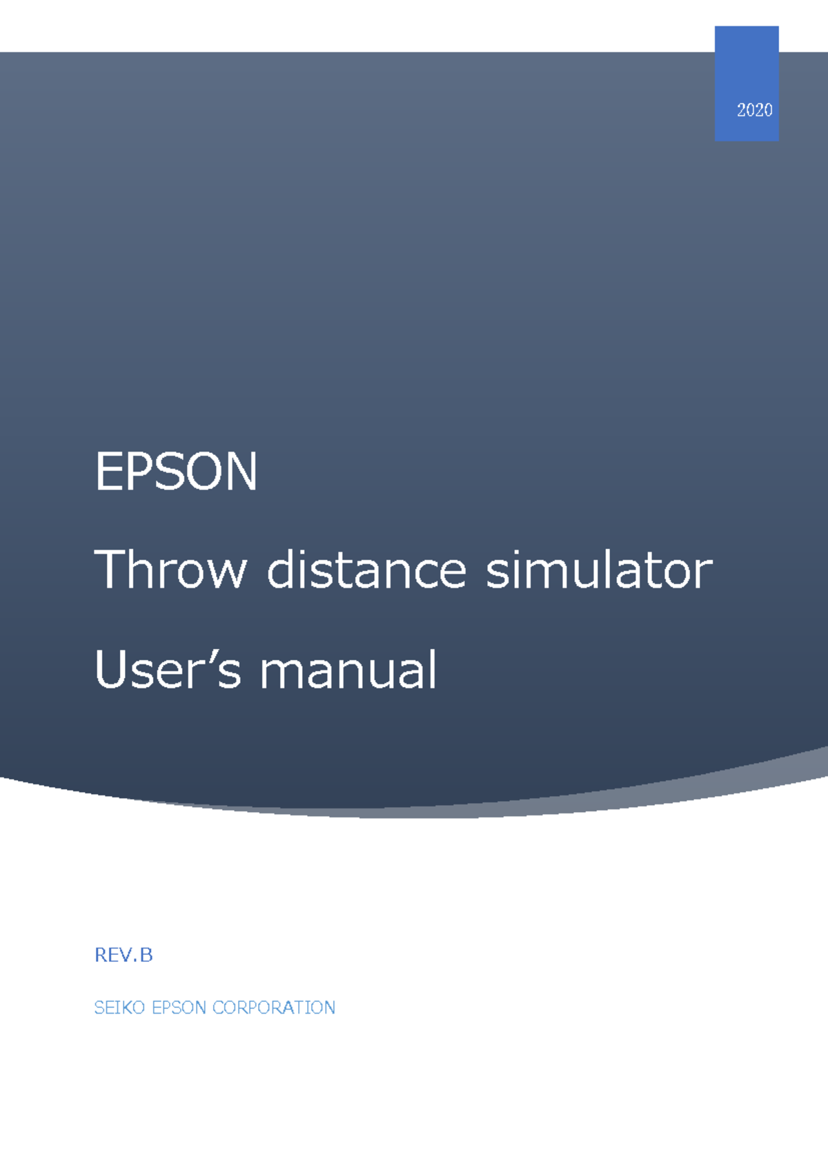 Epson TDS User's Manual REV.B: Throw Distance Simulator Guide - Studocu