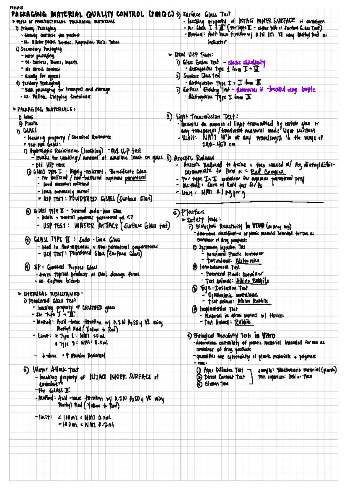 Quality Control of Packaging Materials: PMQC 3 Lecture Notes - Studocu