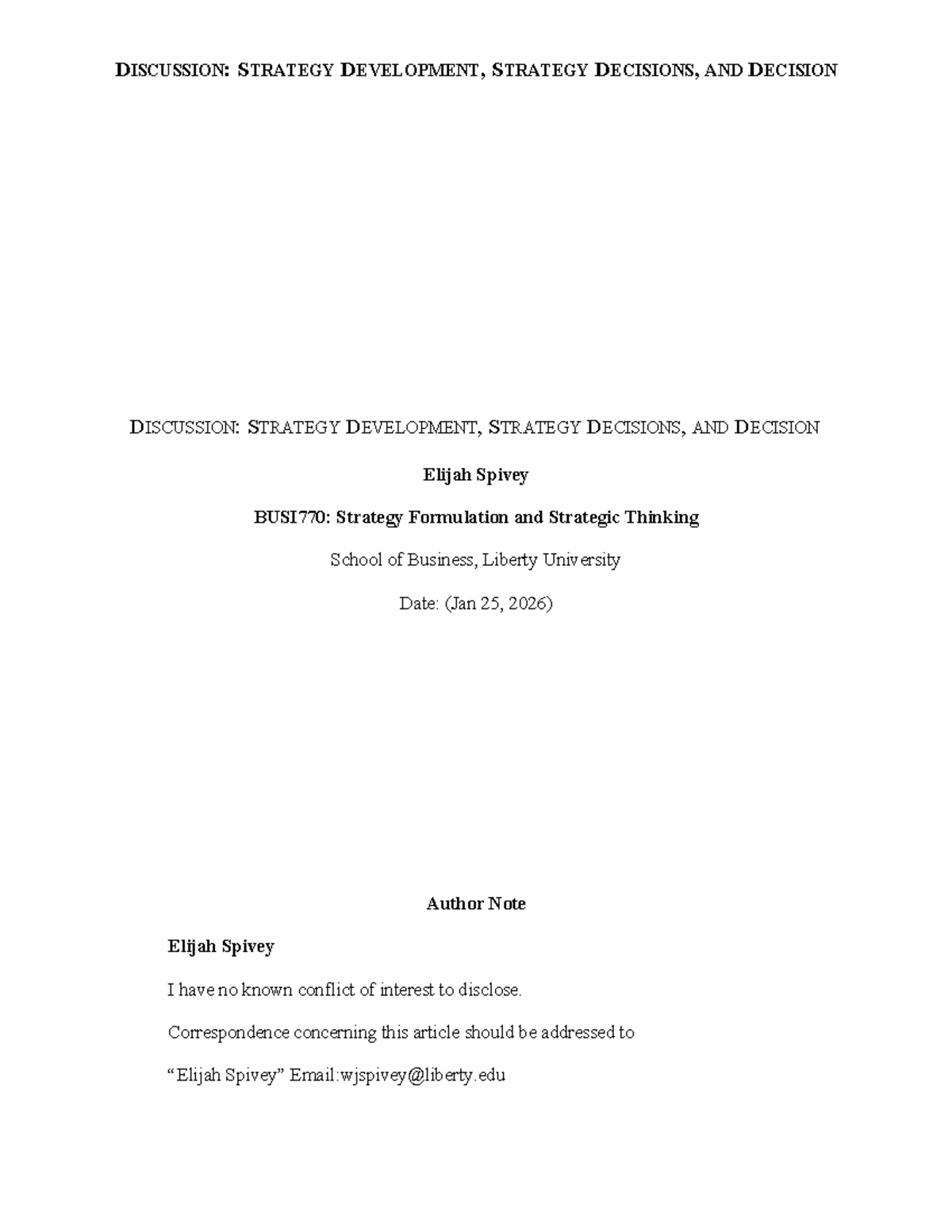 BUSI770: Discussion on Strategy Development and Decision-Making - Studocu