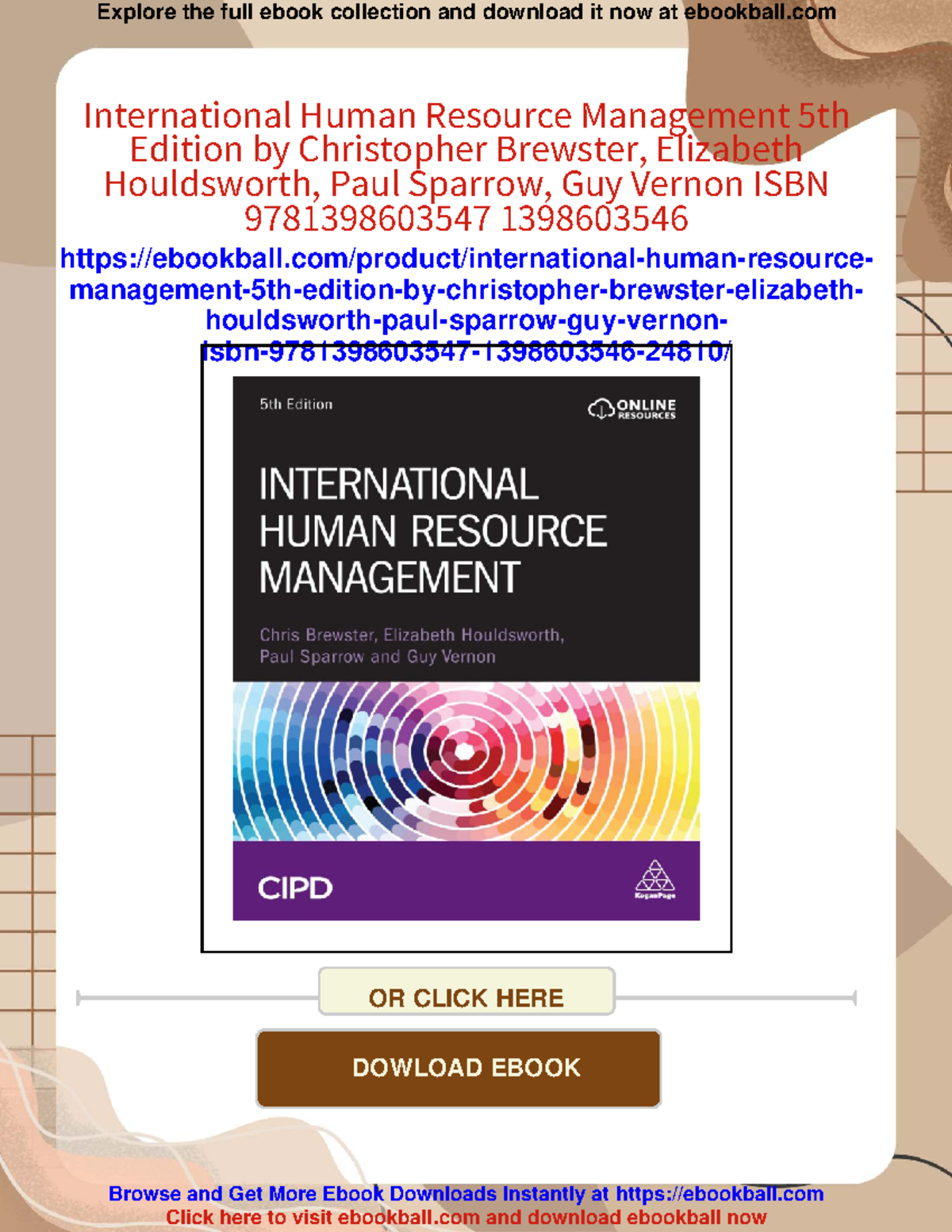 3572 - International Human Resource Management 5th Edition Overview ...