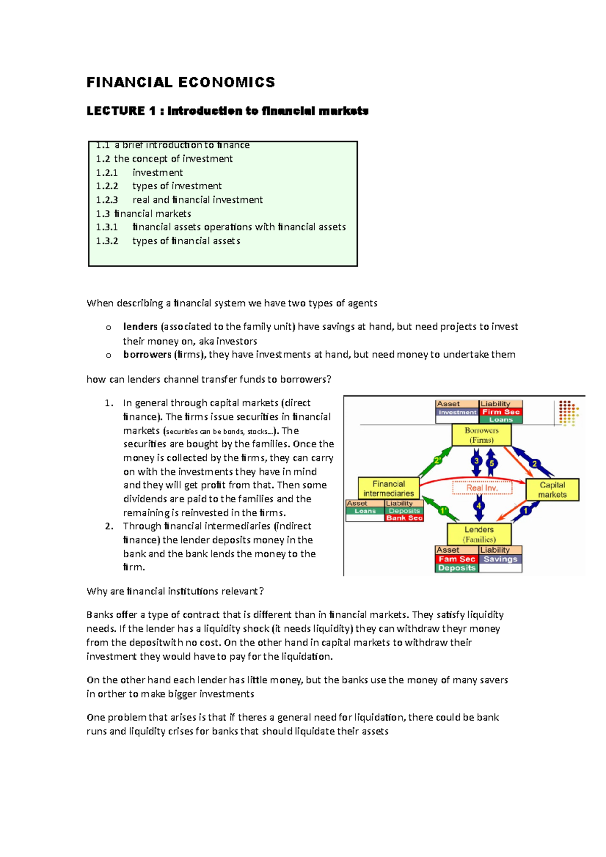 Financial Economics - Lecture Notes 1-2: Introduction to Financial ...