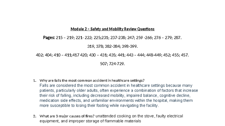 Module 2 - Safety and Mobility Test Review Questions - Studocu