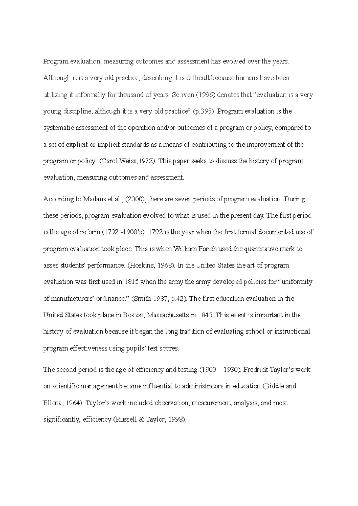 Program evaluation on mass communication - Program evaluation ...