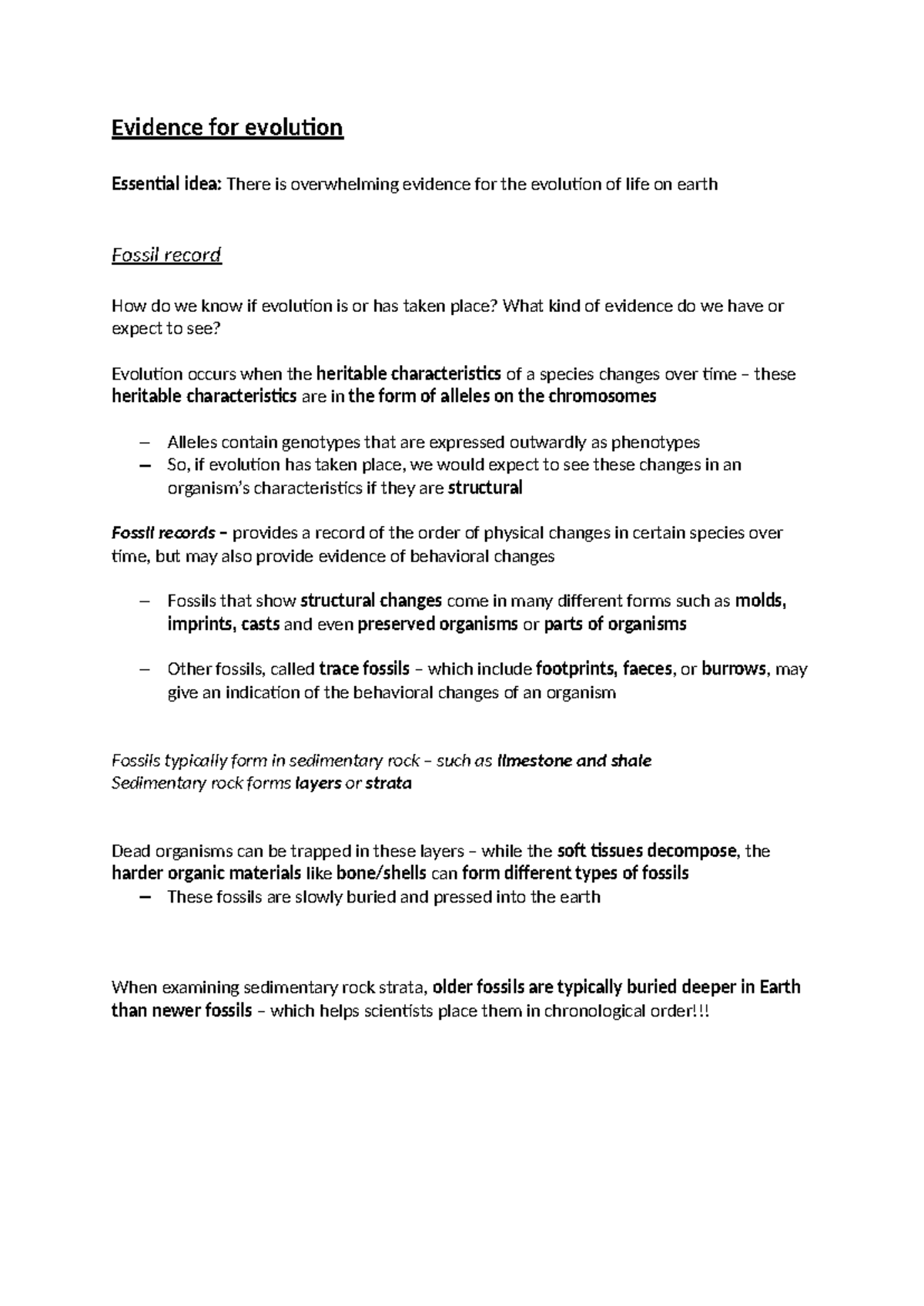 5.1 Evidence for Evolution: Fossils, Natural Selection, and Speciation ...