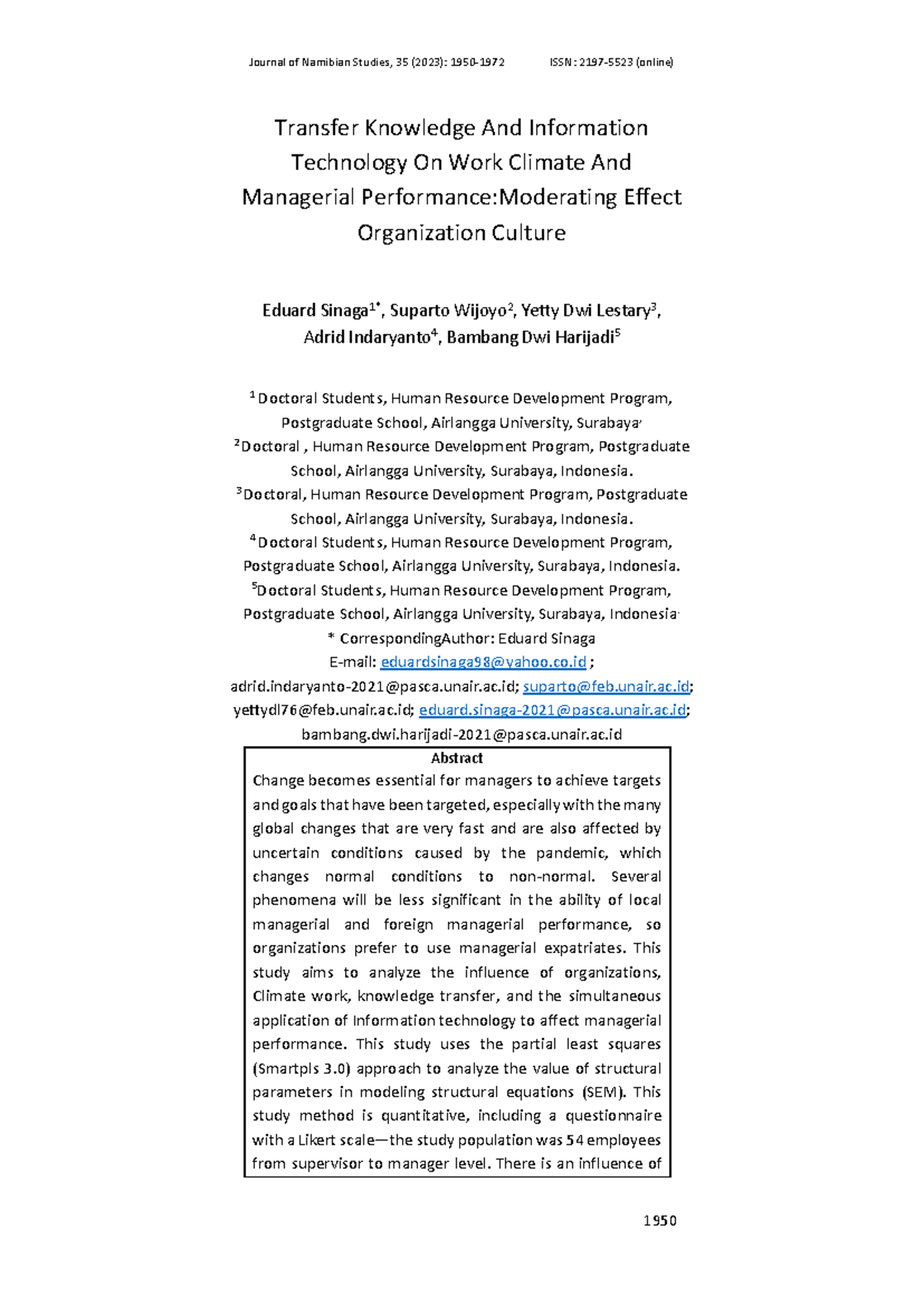 HAN C4 20 Feb 2025: Impact of Knowledge Transfer on Work Climate and ...
