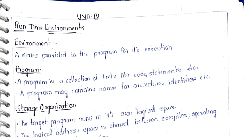 Run Time Environments: Memory Management and Allocation (CD Unit 4 ...