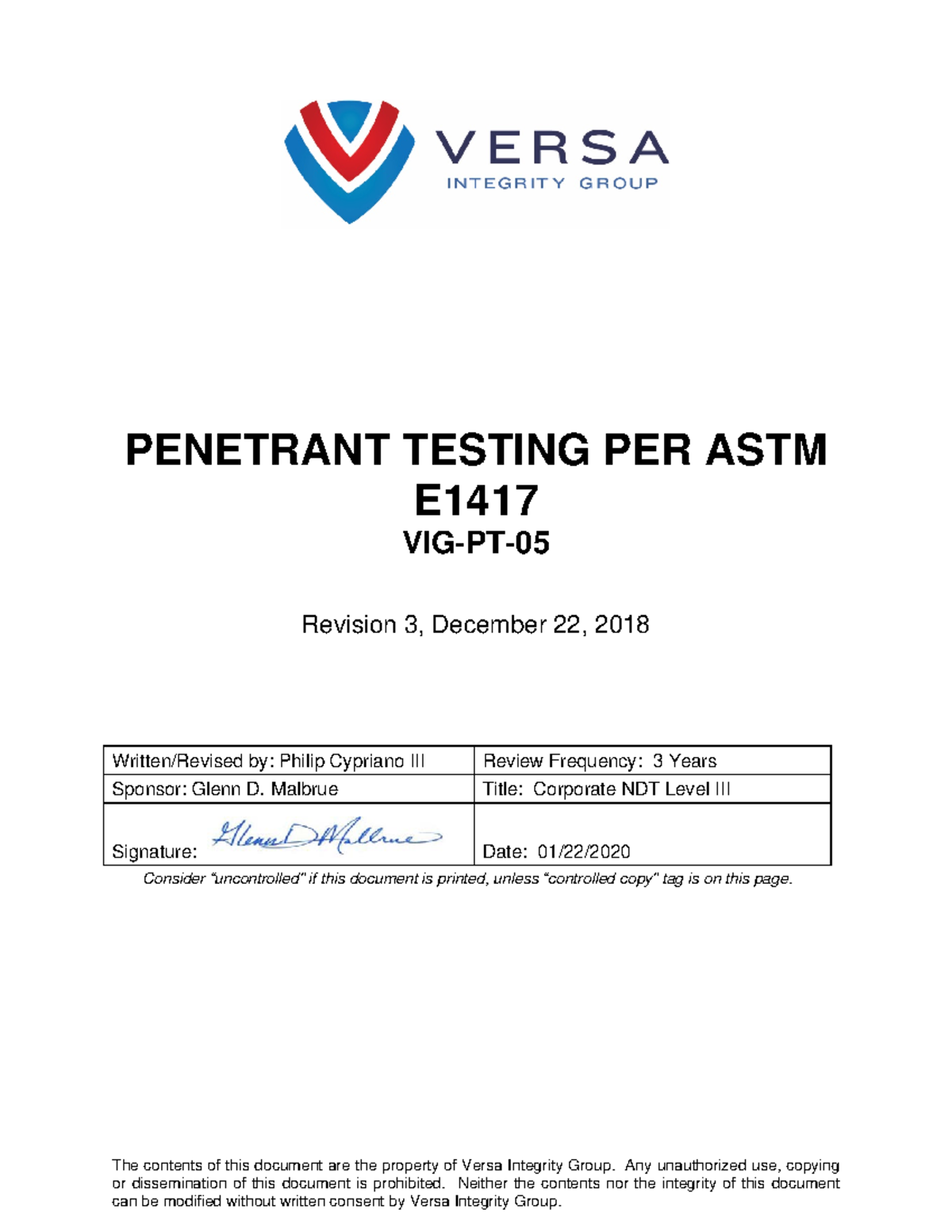 VIG PT 05 Rev 3 - Penetrant Testing Procedure Overview - Studocu