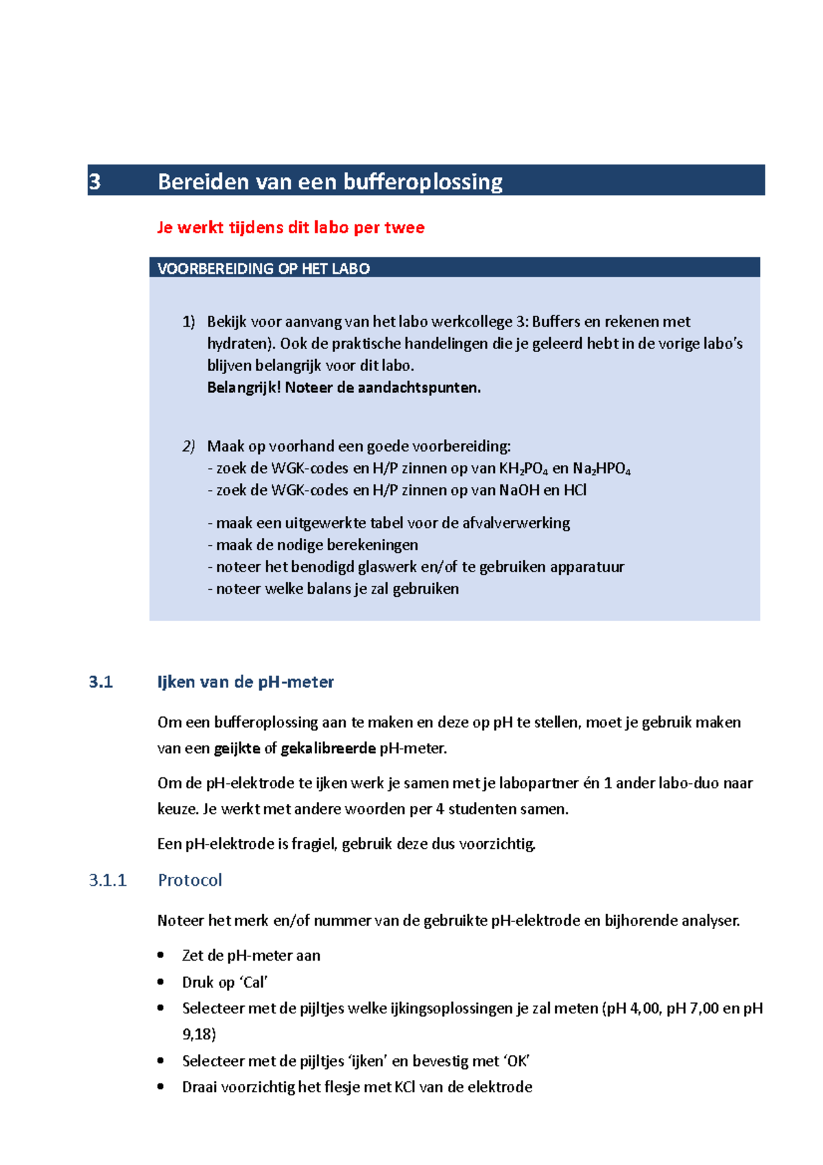 Bufferoplossingen Maken: Praktische Handleiding voor Labo 3 - Studocu