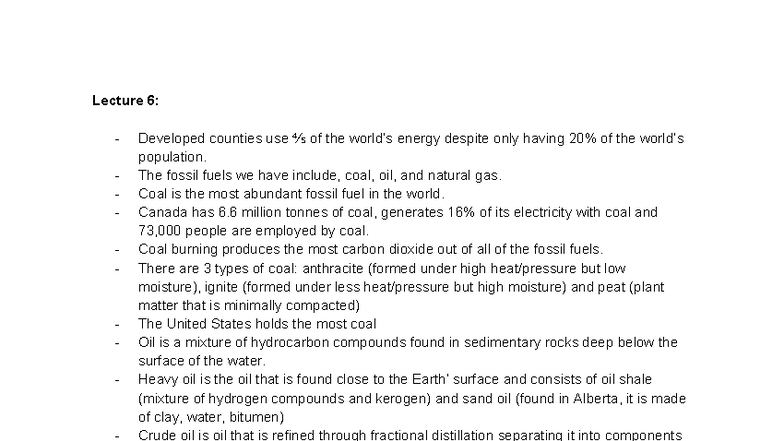 GEO 702 Lecture 6: Energy Use in Developed Countries and Fossil Fuels ...