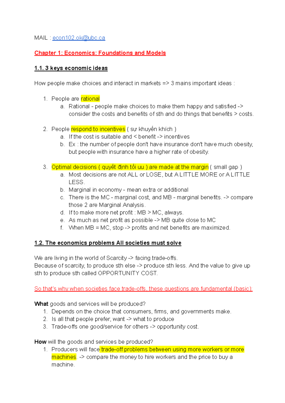 ECON 102 - Comprehensive Lecture Notes on Economics Concepts - Studocu