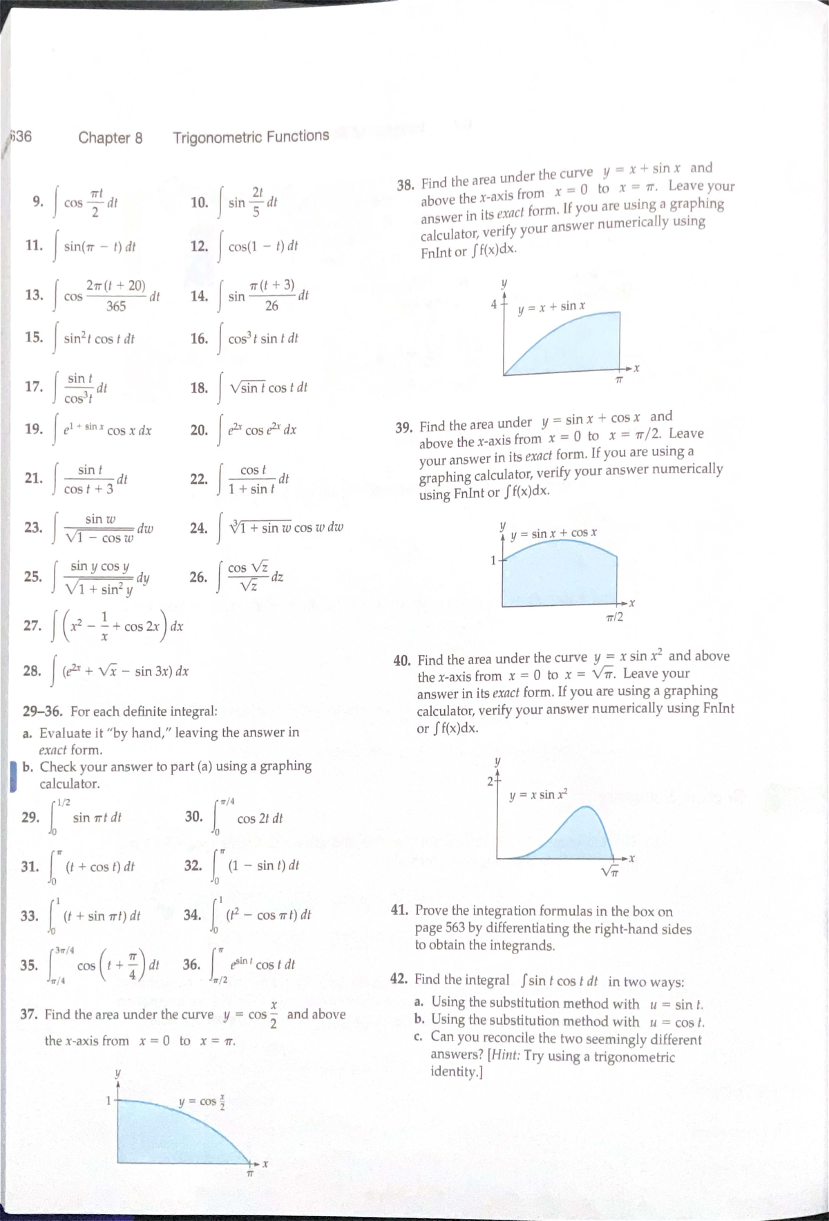 636 Chapter 8 Trigonometric Functions - Area Under Curves and Integrals ...