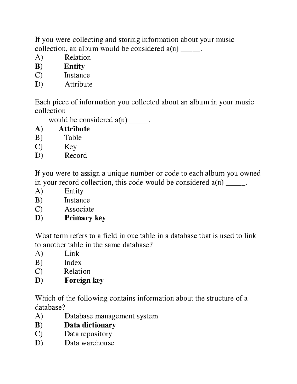 A1342061242 16469 14 2018 DBMS MCQ Practice Questions - Studocu
