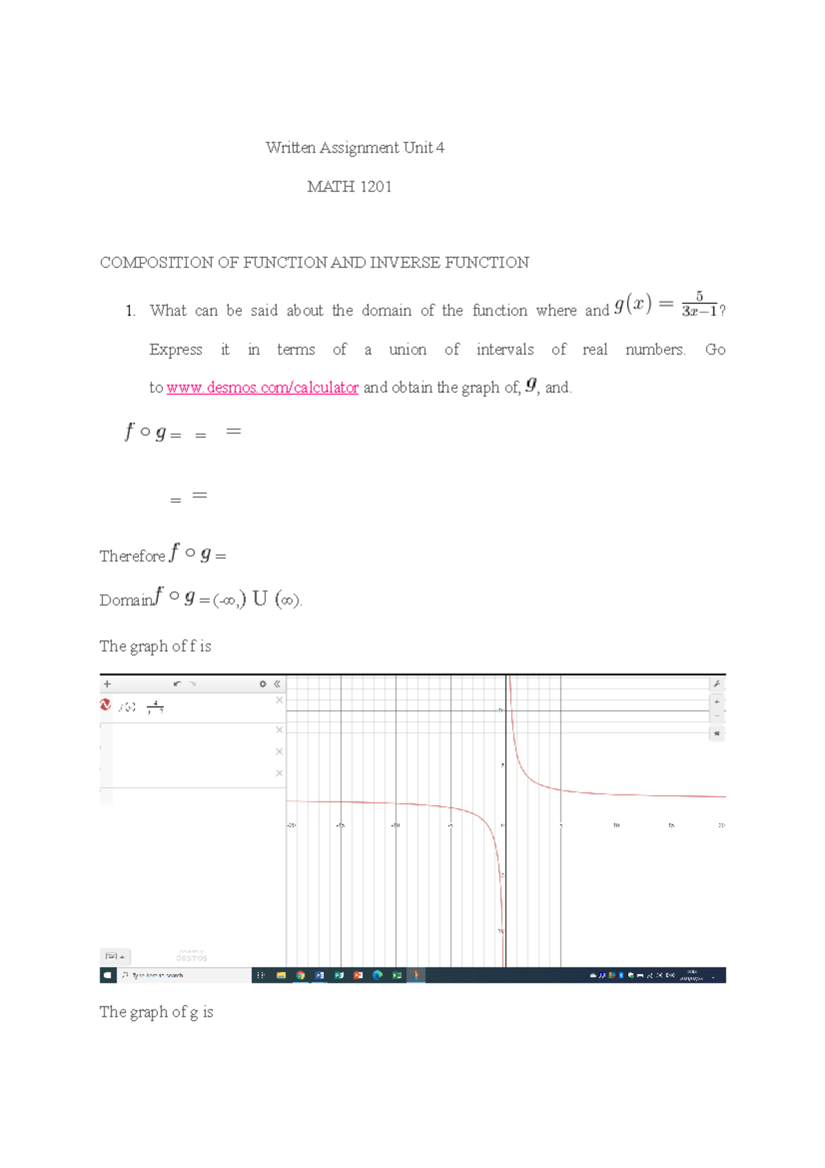 Unit 4 Assignment: Composition and Inverse Functions - MATH 1201 - Studocu
