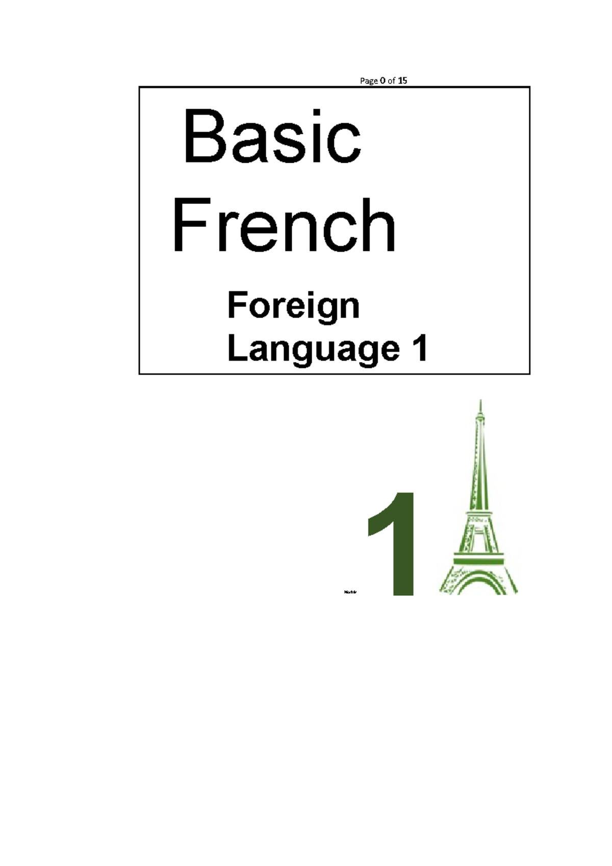Module 1 FL1 - Basic French Language and Culture Overview - Studocu