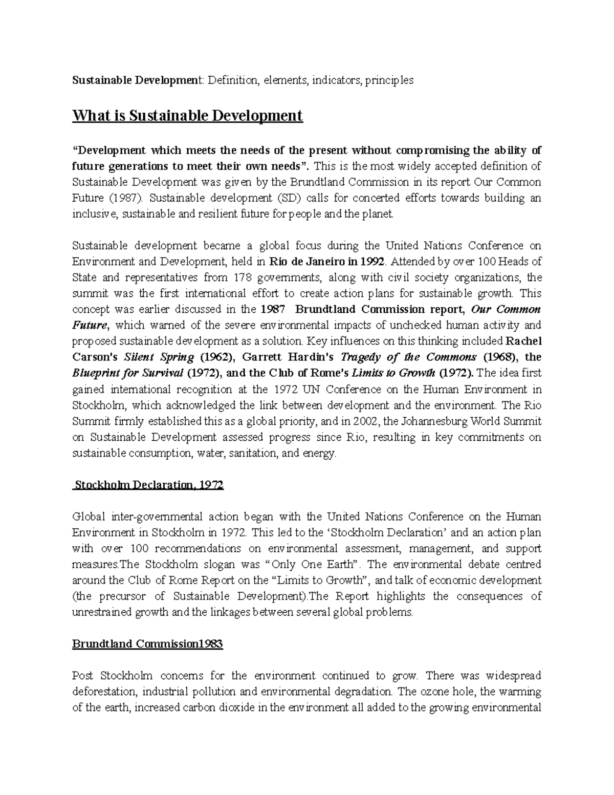 Sustainable Development Definition, elements, indicators, principles ...