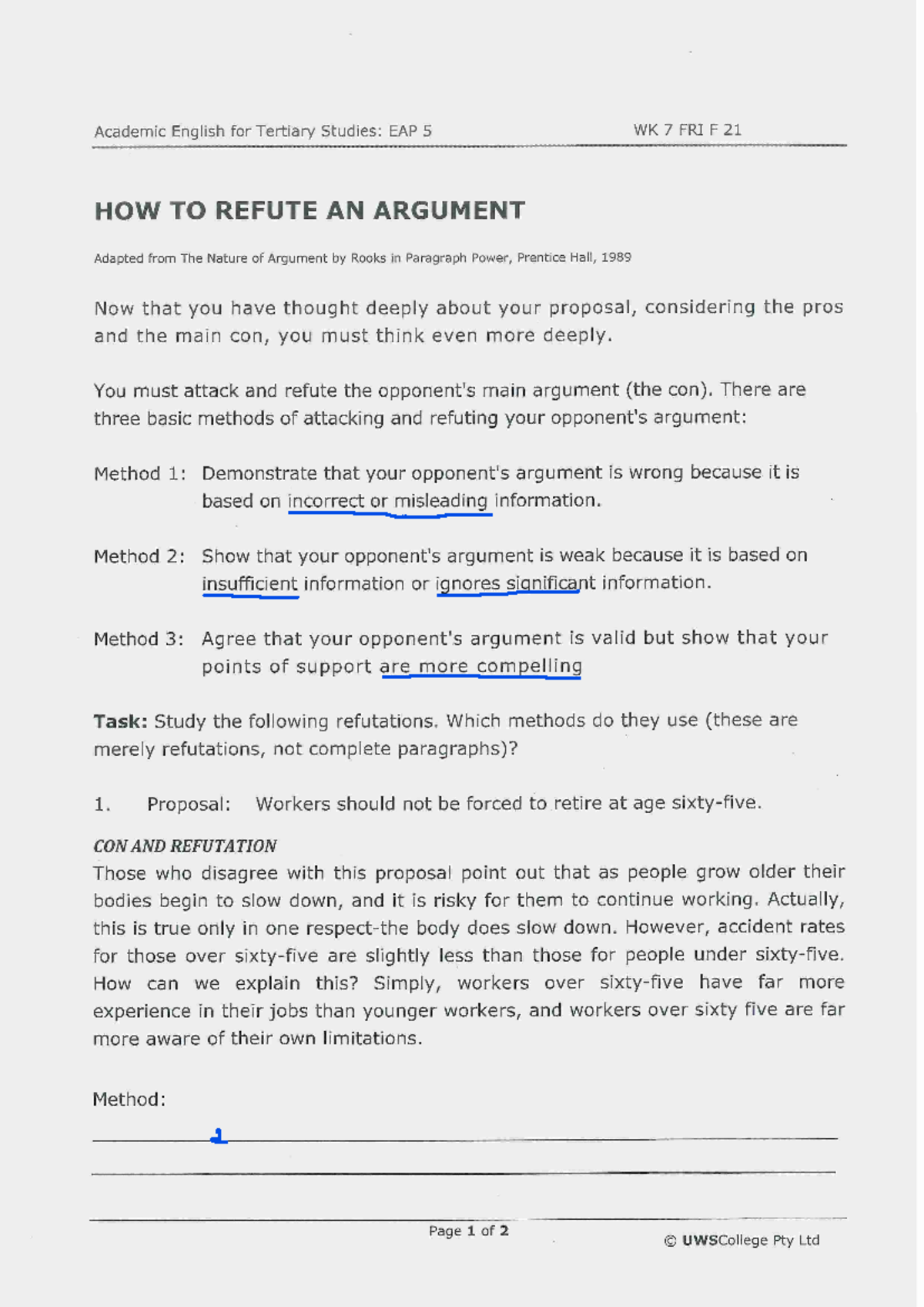 EAP5 Week 7 Fri F21 - How to refute an argument - No Answers - English ...