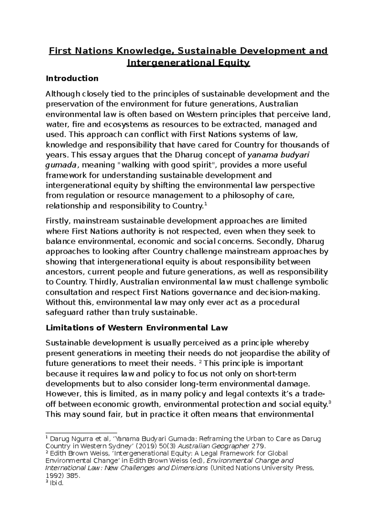 First Nations Knowledge and Sustainable Development: A Dharug ...