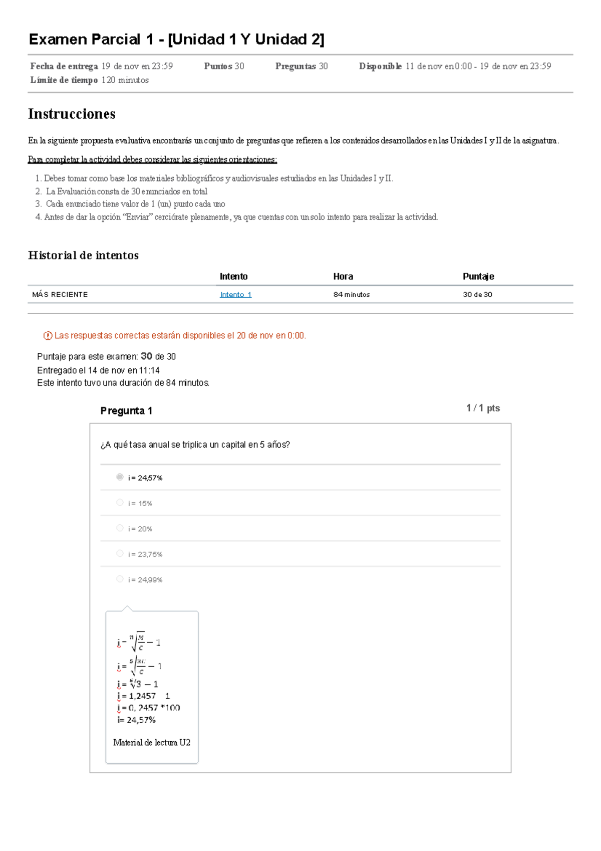 Examen Parcial 1 - Matematica Financiera [Unidad 1 Y 2] - Studocu