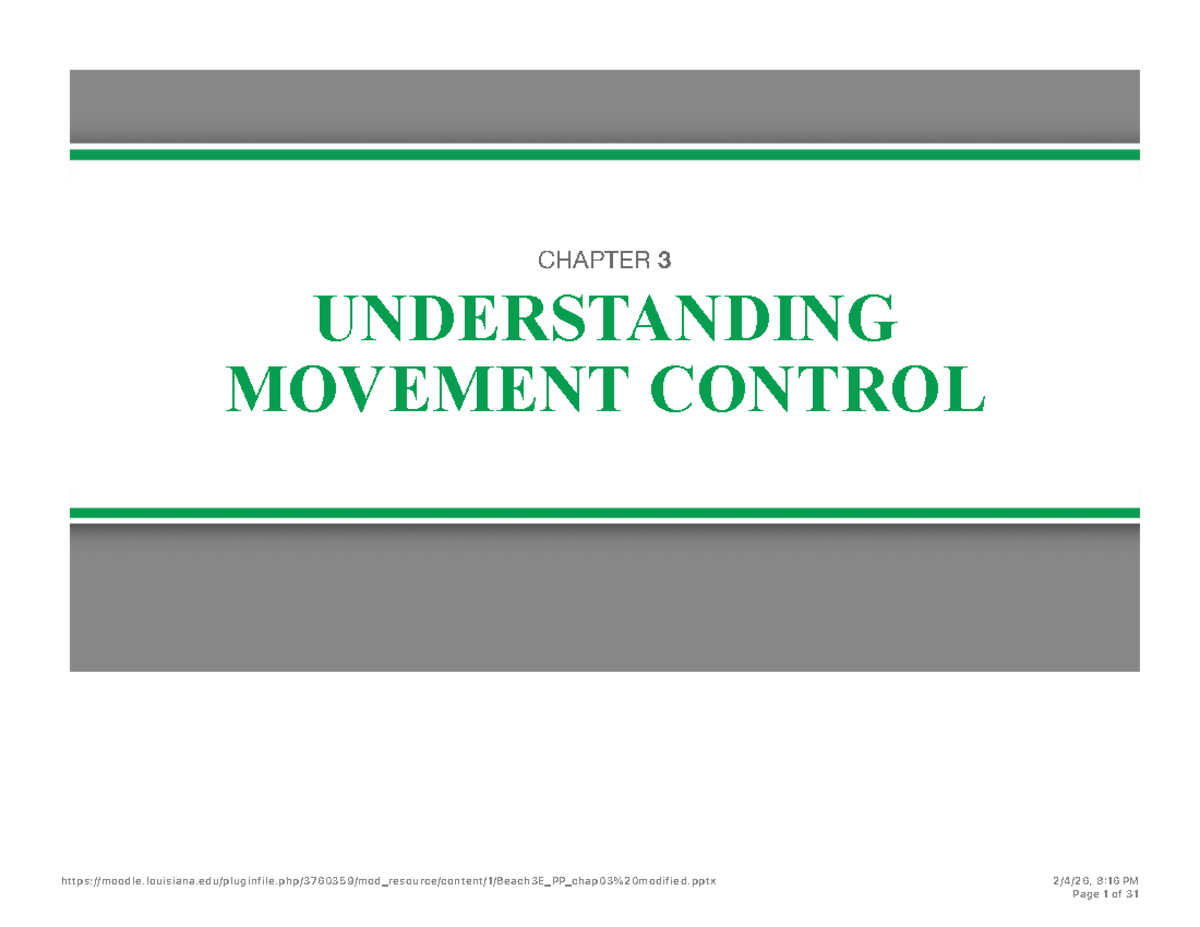 CHAPTER 3: UNDERSTANDING MOVEMENT CONTROL - Key Concepts and Theories ...