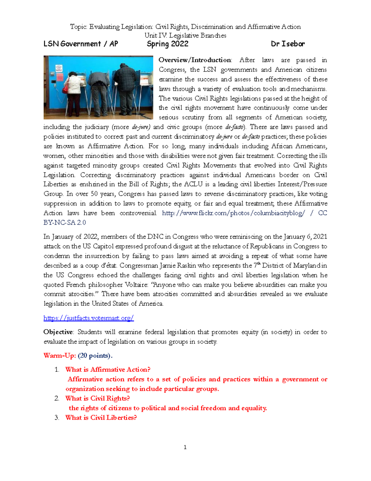 Spring 2022 LSN Government - Evaluating Civil Rights & Affirmative ...