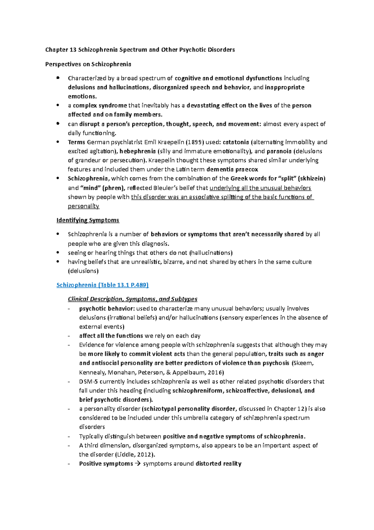 Chapter 13 Schizophrenia Spectrum and Other Psychotic Disorders ...