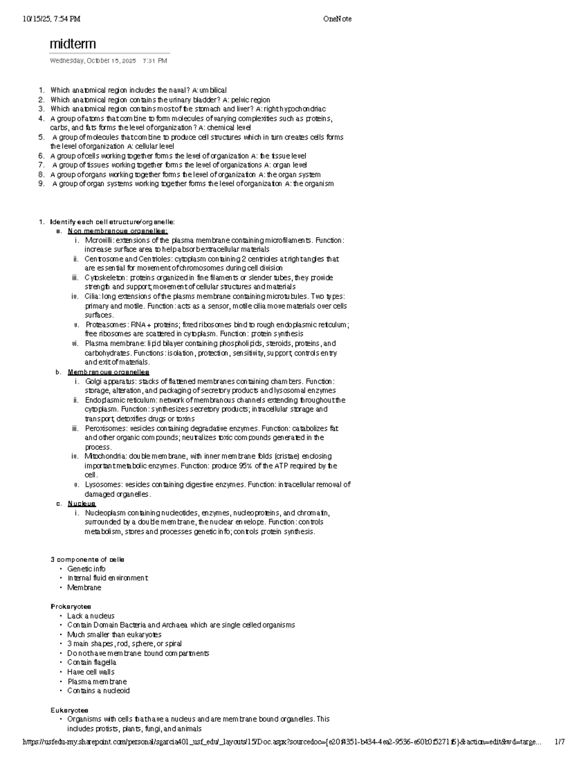 Anatomy & Physiology (A&P) Lab Midterm Review Notes - Studocu