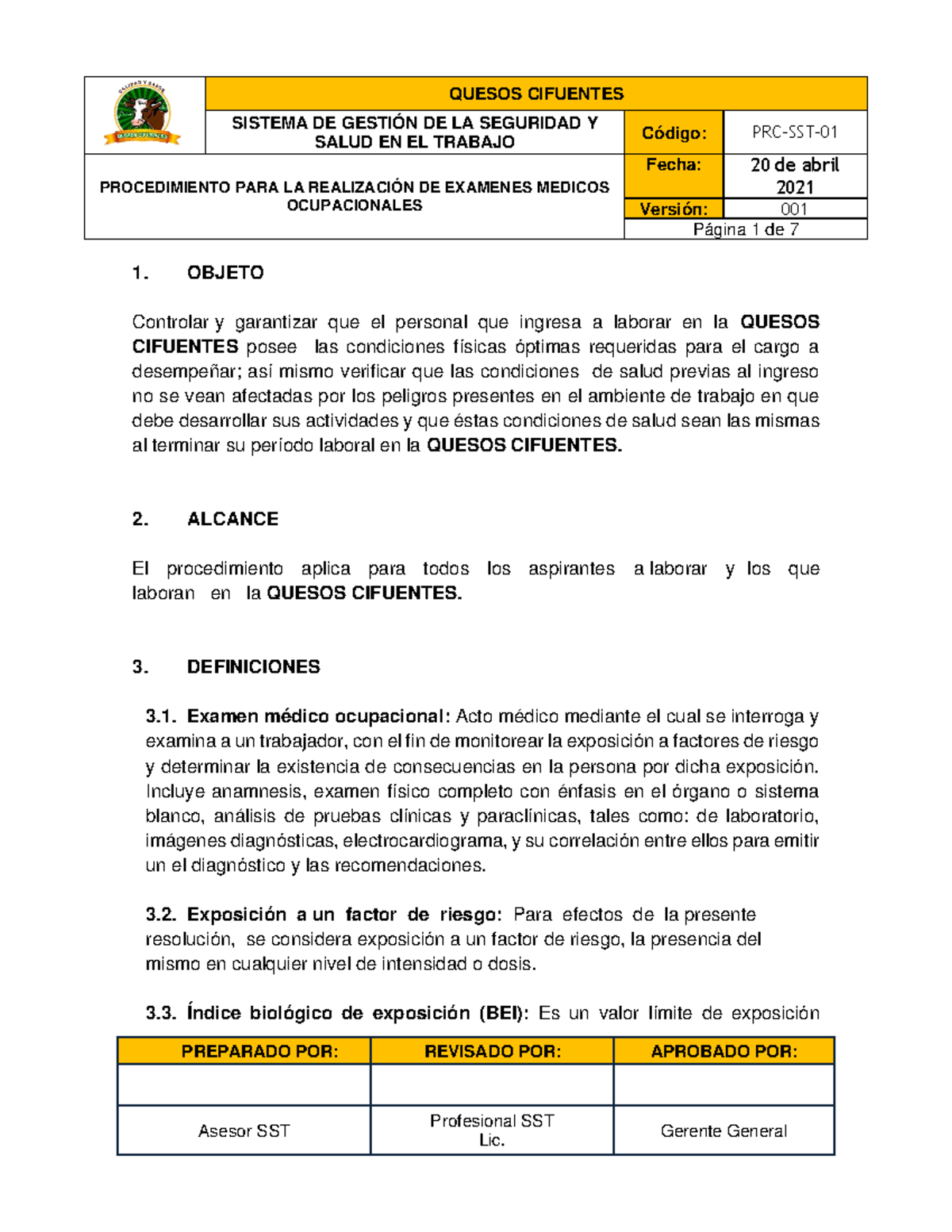 Anexo 6 Procedimientos - SISTEMA DE GESTIÓN DE LA SEGURIDAD Y SALUD EN ...