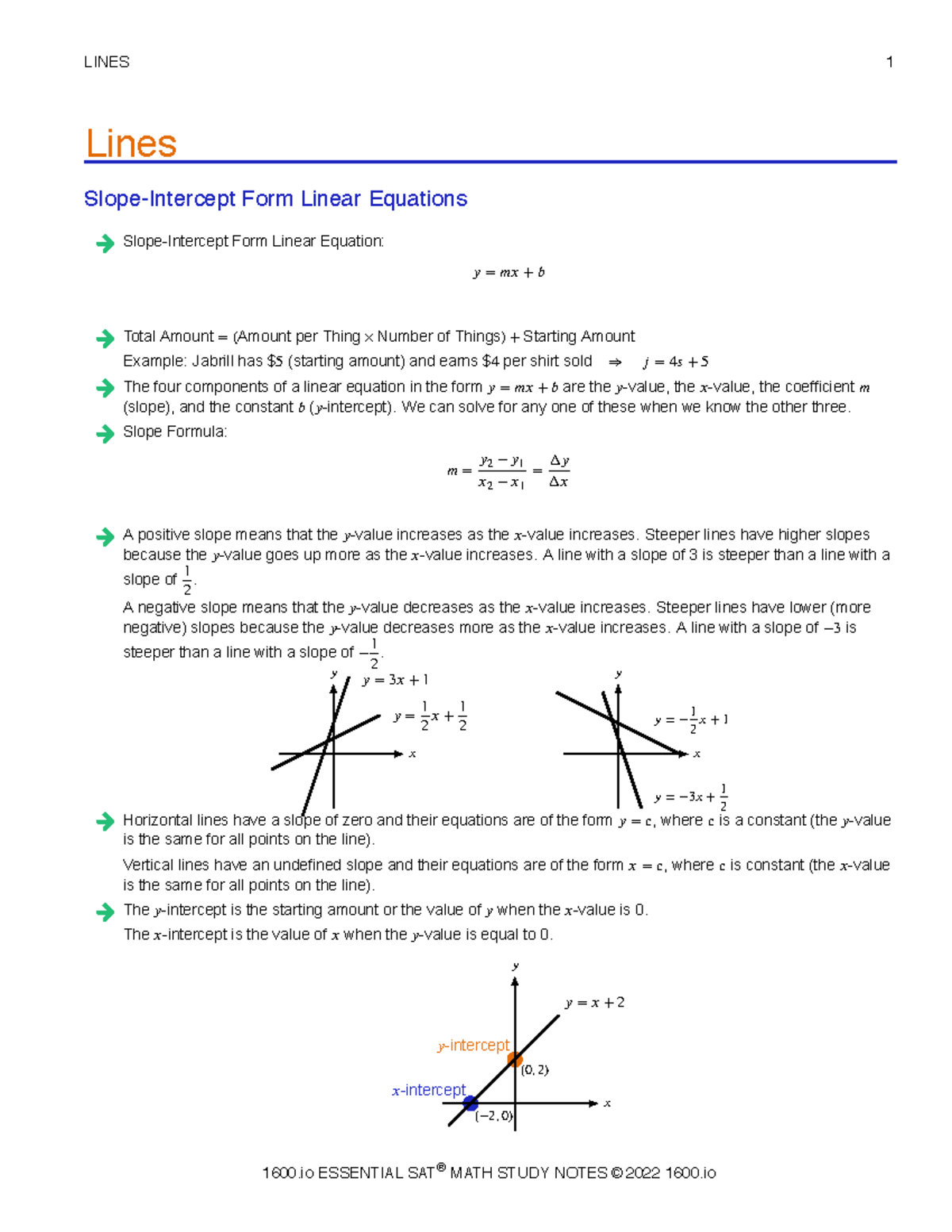 MATH 101: Essential Study Notes on Linear Equations and Functions - Studocu