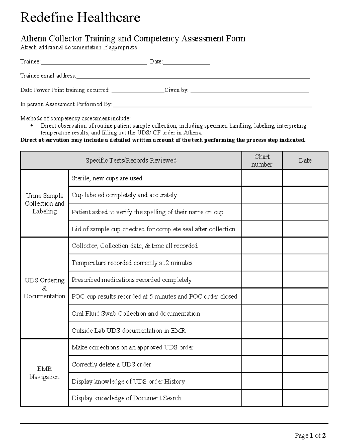 Collector Training and Competency Assessment Form 2 - Direct ...