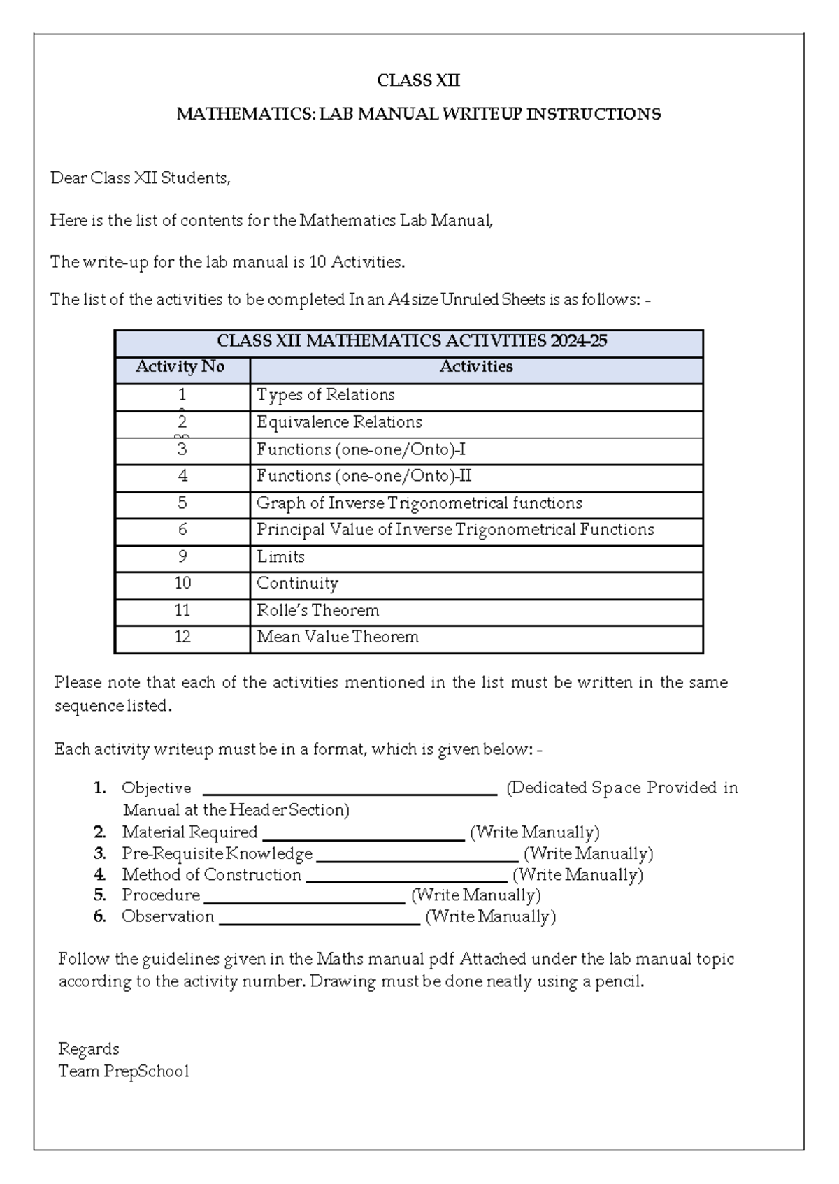 Class XII Mathematics Lab Manual Writeup Instructions - CLASS XII ...