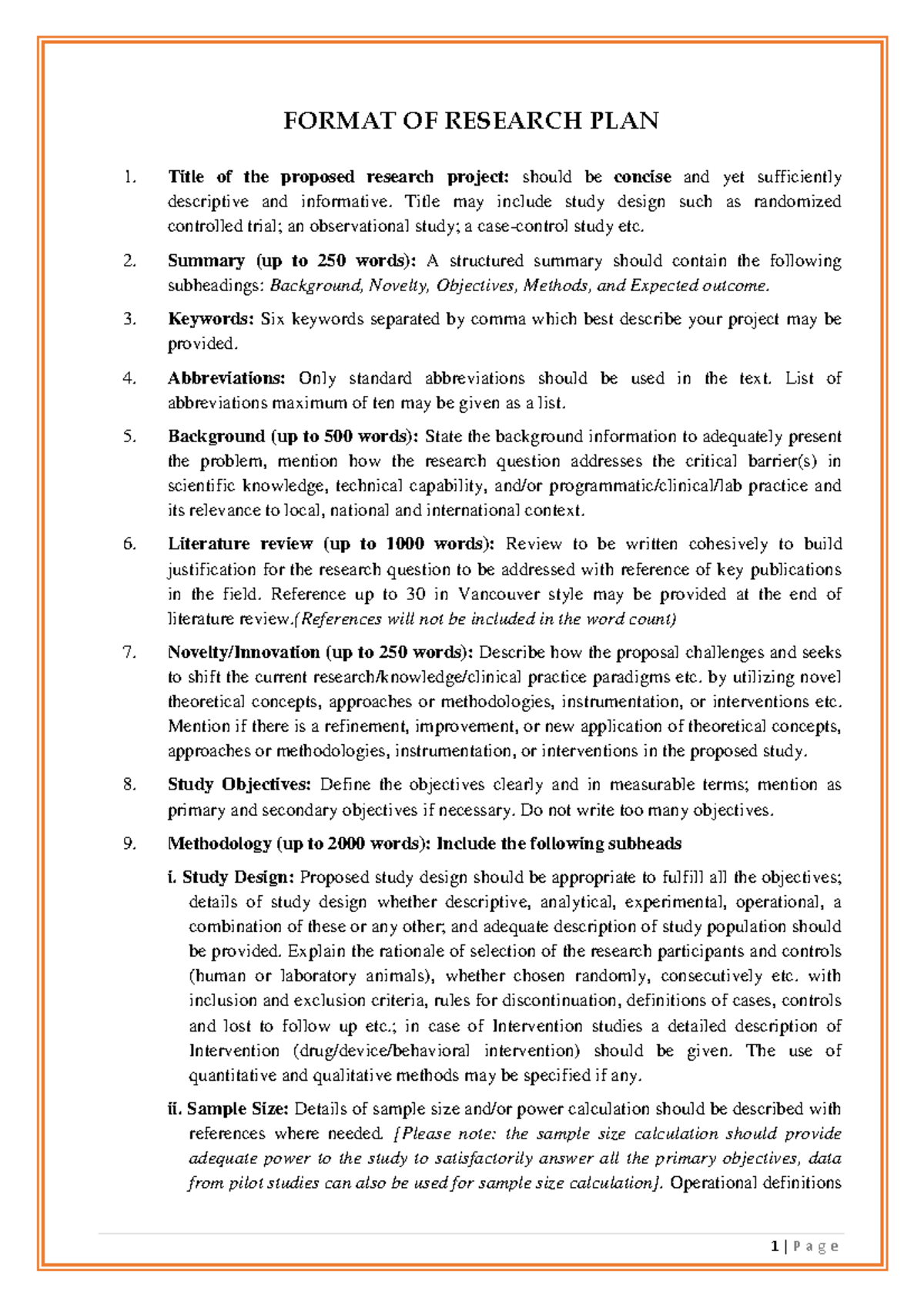 Research Plan Format: Key Components and Guidelines - Studocu