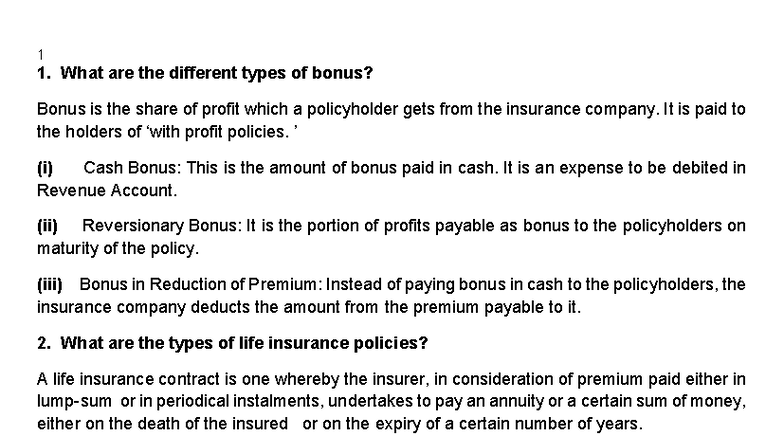 Corporate Accounting II: Types of Bonuses and Life Insurance Policies ...