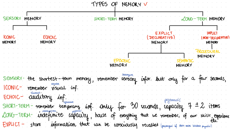 Types of Memory: Sensory, Explicit, Implicit, and More (ENG 2025) - Studocu