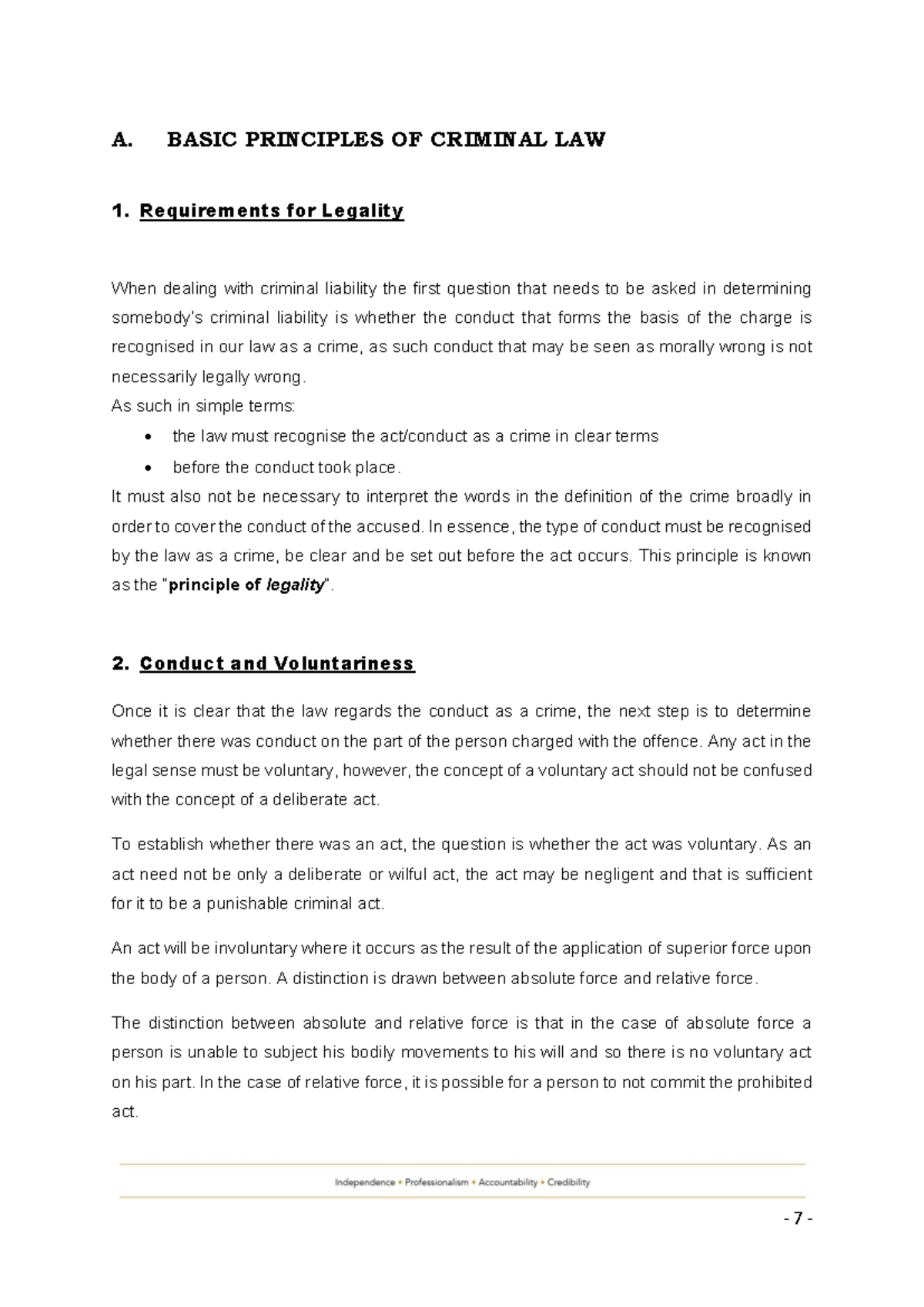 Basic Principles of Criminal Law (Course Code: A) - Studocu