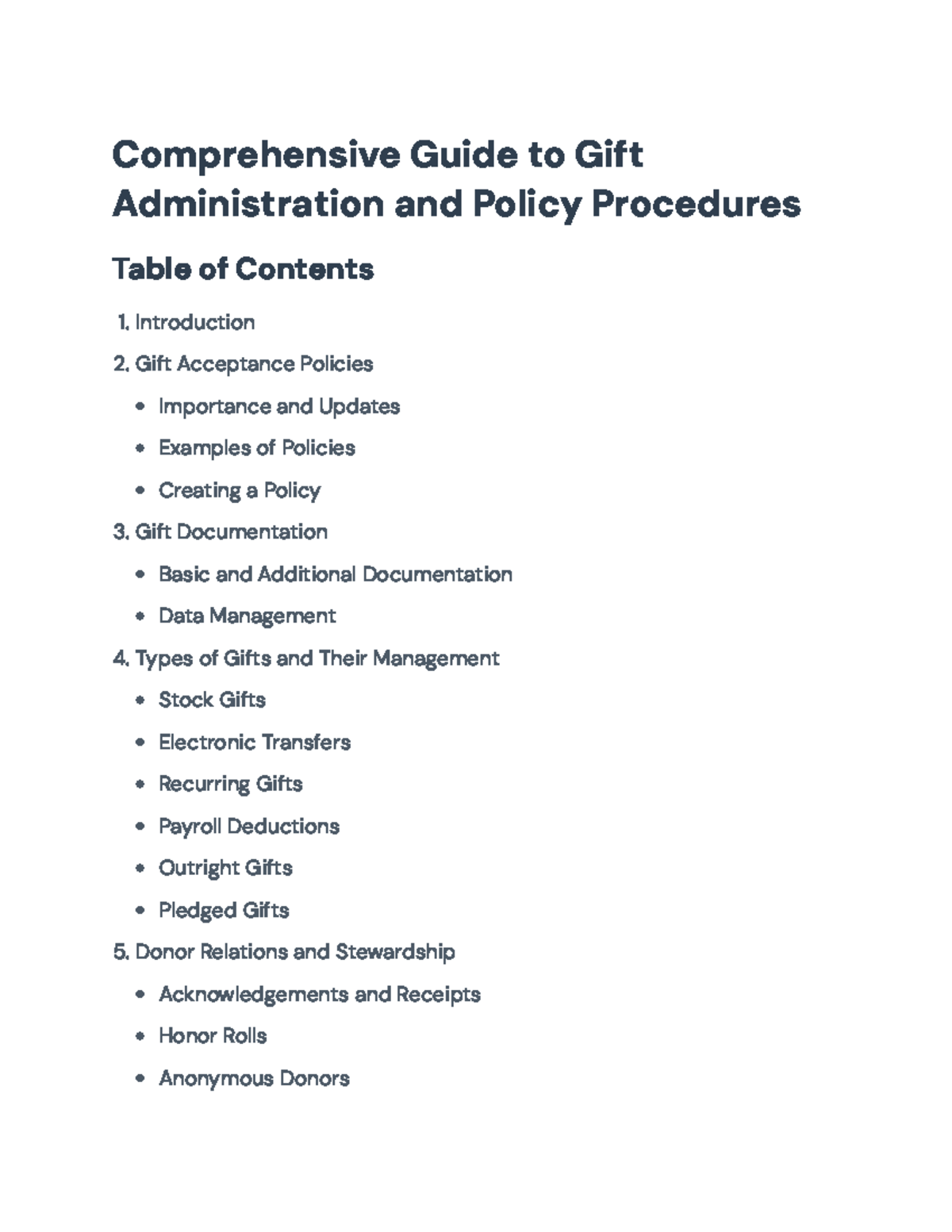 Comprehensive Guide to Gift Administration and Policy Procedures ...