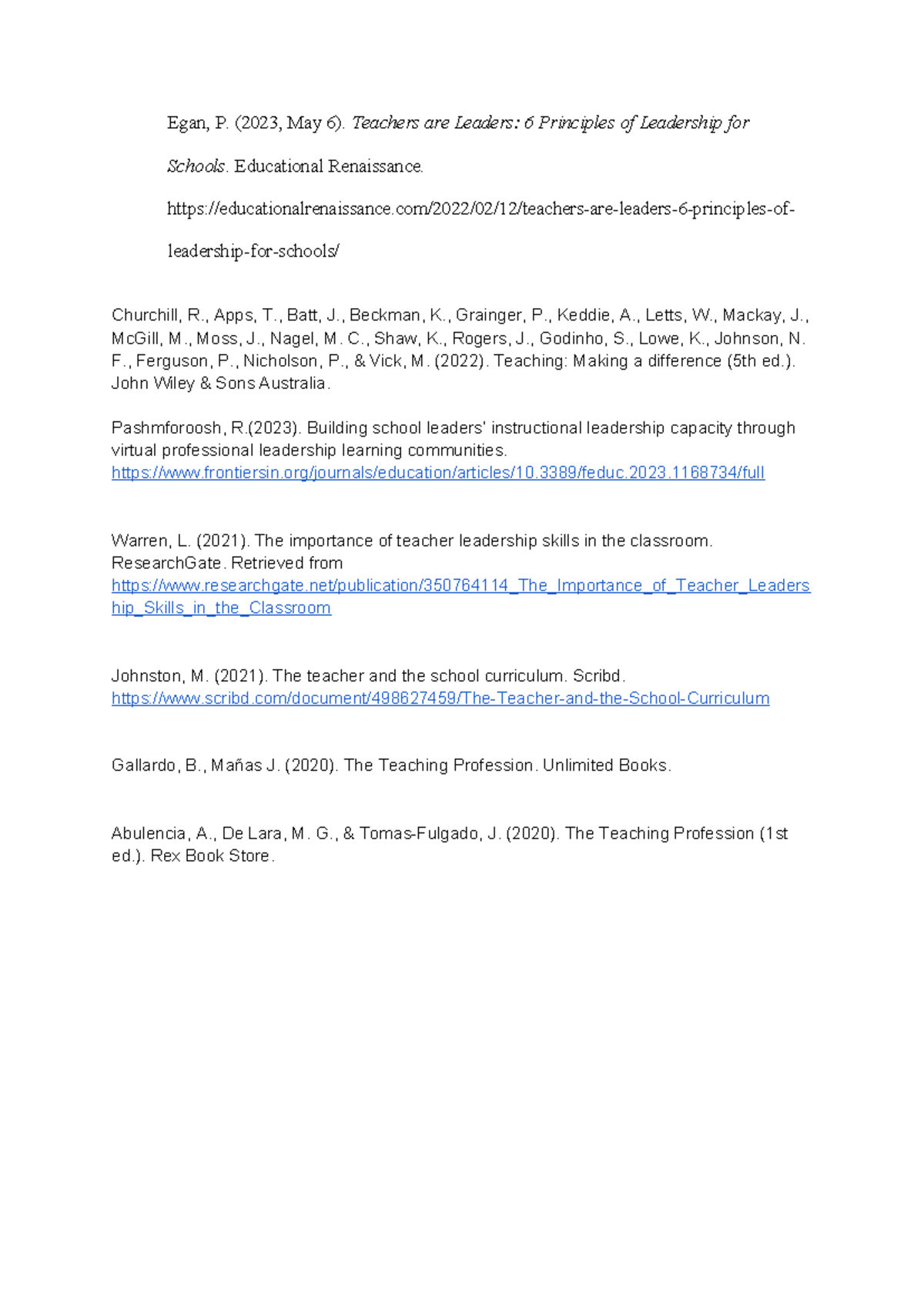 Teachers as Leaders: Key Principles for Educational Leadership - Studocu