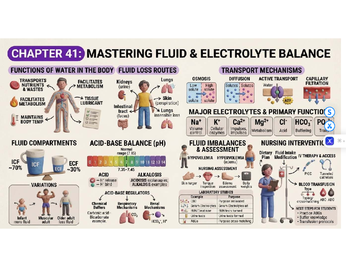 Chapter 41: Mastering Fluid & Electrolyte Balance in Nursing - Studocu