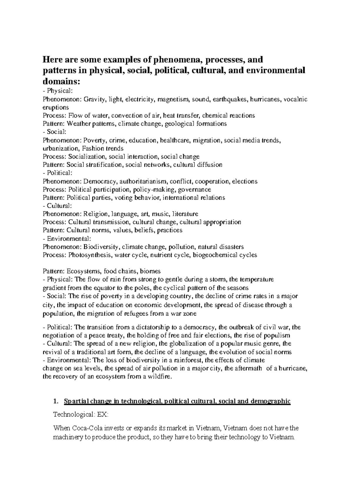 GEO Material FOR MID - Gud luck - Here are some examples of phenomena ...