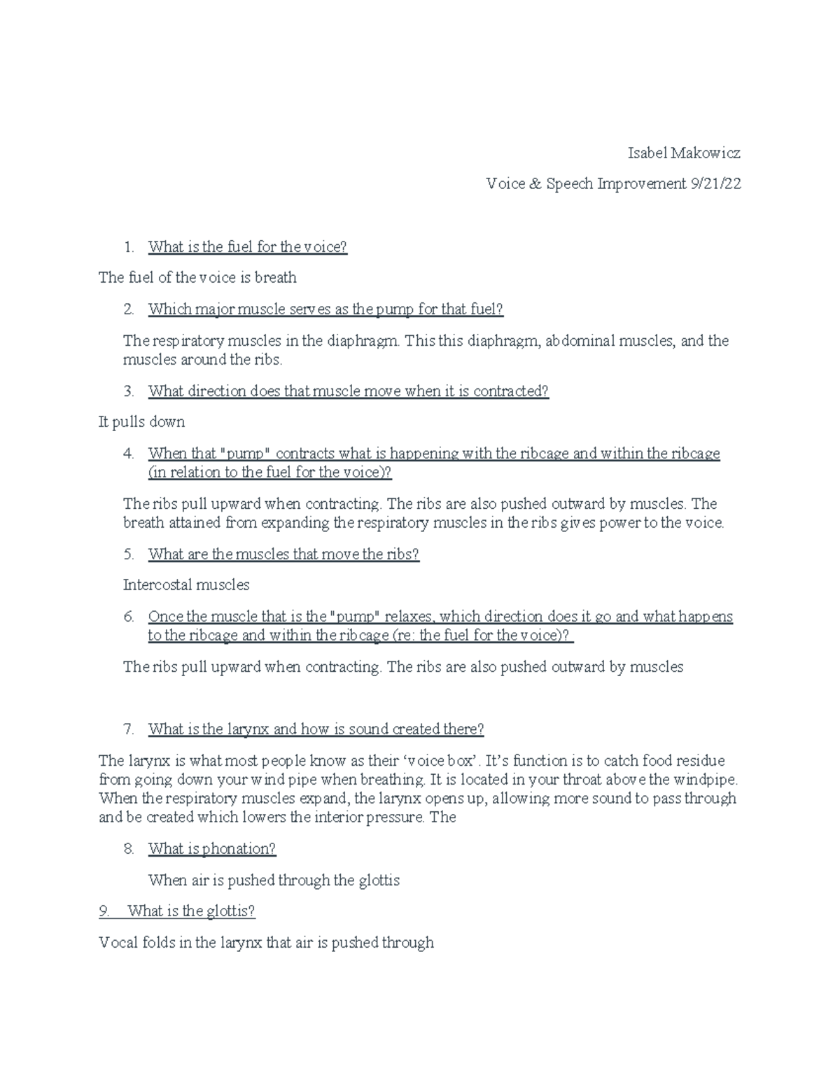 Voice & Speech Improvement - Worksheet #1 Detail Overview - Studocu
